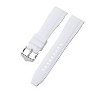 PNESHGTT Bracelet de montre en caoutchouc 20 mm 22, extrémité incurvée, silicone, compatible avec Swatch, compatible Omega Moonswatch, bracelet étanche(White,22mm)