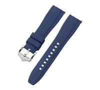 PNESHGTT Bracelet de montre en caoutchouc 20 mm 22, extrémité incurvée, silicone, compatible avec Swatch, compatible Omega Moonswatch, bracelet étanche(Dark Blue,22mm)