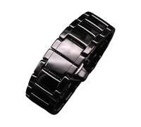 PNESHGTT Bracelet de montre en céramique for hommes, 22mm 24mm, Compatible avec Armani AR1451 AR1452 AR1400 AR1410, boucle papillon à extrémité incurvée mate(Glossy Black,24mm)