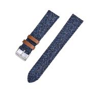 PNESHGTT Bracelet de montre en cuir et nylon 18 mm, 20, 22, style vintage, for homme femme, à dégagement rapide, compatible avec Huawei(Blue,22MM_SILVER BUCKLE)