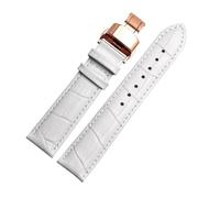PNESHGTT Bracelet de montre en cuir for femme, compatible avec Casio Tissot, 10 mm, 12 mm, 14 mm, 15 mm, 16 mm, 18 mm, blanc, rouge, rose, accessoires(White RG Folding,15mm)