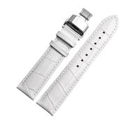 PNESHGTT Bracelet de montre en cuir for femme, compatible avec Casio Tissot, 10 mm, 12 mm, 14 mm, 15 mm, 16 mm, 18 mm, blanc, rouge, rose, accessoires(White Steel Folding,16mm)