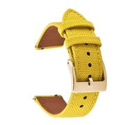 PNESHGTT Bracelet de montre en nylon 18 mm, 20 et 22, bracelet réversible cuir toile, à dégagement rapide, ceinture sport, compatible hommes femmes(Yellow-Buckle3,22mm)