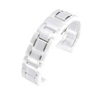 PNESHGTT Bracelet de montre universel en acier inoxydable, céramique à dégagement rapide, 16 18 20 22 24mm, Compatible avec Panerai Hamilton Tissot for hommes et femmes(White silver,23mm)