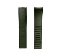 PNESHGTT Bracelet en caoutchouc 18/19/20/21/22/24 mm, extrémité incurvée fluoré à dégagement rapide, compatible avec Tissot/Omega/Seiko(Army green No clasp,22mm)