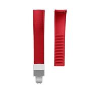 PNESHGTT Bracelet en caoutchouc 18/19/20/21/22/24 mm, extrémité incurvée fluoré à dégagement rapide, compatible avec Tissot/Omega/Seiko(Red 01,24mm)