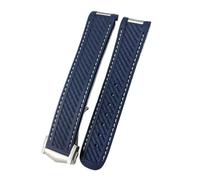 PNESHGTT Bracelet en caoutchouc à extrémités incurvées de 20 mm compatible avec le bracelet Omega Seamaster AT150, silicone Moon Mercury(Blue white Pointed,20MM_BLACK BUCKLE)