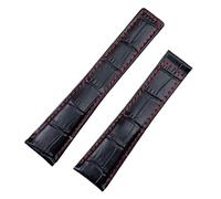 PNESHGTT Bracelet en cuir de crocodile compatible avec les montres TAG Heuer, MONACO CARRERA et autres accessoires montre (22 mm)(Black Red Lines,22MM_BLACK BUCKLE)