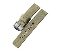 PNESHGTT Bracelet rétro en toile résistante, 20/22/24 mm, noir et vert, double couche épaisse, for homme, compatible avec les activités de montagne(Green Black Buckle,22mm)