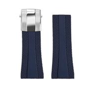 PNESHGTT Compatible avec Breitling Super Ocean Avenger Yellow Wolf Blackbird Mécanique B01 Timing Fluororubber Bracelet de montre FKM en caoutchouc 22 mm(Blue-silver)