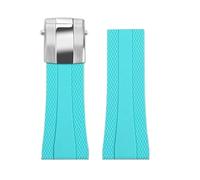 PNESHGTT Compatible avec Breitling Super Ocean Avenger Yellow Wolf Blackbird Mécanique B01 Timing Fluororubber Bracelet de montre FKM en caoutchouc 22 mm(Sky blue-silver)