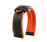 PNESHGTT Compatible avec Citizen Tudor Series 11 couleurs Bracelet de montre unisexe en nylon et caoutchouc 20 mm 22 23 étanche(Black orange-silver,24mm-width)