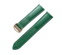 PNESHGTT Compatible avec le bracelet en cuir de vachette grain litchi, les modèles for hommes et femmes remplacent accessoires chaîne montre Cartier SOLO London(Green gold buckle,19mm)
