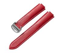 PNESHGTT Compatible avec le remplacement du bracelet ballon bleu Cartier for hommes et femmes, en cuir de vache à grain litchi, accessoire marron convexe souple(Red,20x12mm)