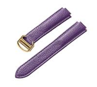 PNESHGTT Compatible avec le remplacement du bracelet ballon bleu Cartier for hommes et femmes, en cuir de vache à grain litchi, accessoire marron convexe souple(Purple gold buckle,22x14mm)