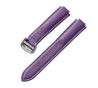 PNESHGTT Compatible avec le remplacement du bracelet ballon bleu Cartier for hommes et femmes, en cuir de vache à grain litchi, accessoire marron convexe souple(Purple,22x14mm)