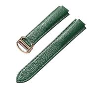 PNESHGTT Compatible avec le remplacement du bracelet ballon bleu Cartier for hommes et femmes, en cuir de vache à grain litchi, accessoire marron convexe souple(Green rose buckle,18x11mm)