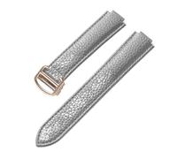 PNESHGTT Compatible avec le remplacement du bracelet ballon bleu Cartier for hommes et femmes, en cuir de vache à grain litchi, accessoire marron convexe souple(Grey rose buckle,16x9mm)