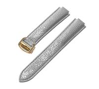 PNESHGTT Compatible avec le remplacement du bracelet ballon bleu Cartier for hommes et femmes, en cuir de vache à grain litchi, accessoire marron convexe souple(Grey gold buckle,16x9mm)