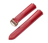 PNESHGTT Compatible avec le remplacement du bracelet ballon bleu Cartier for hommes et femmes, en cuir de vache à grain litchi, accessoire marron convexe souple(Red rose buckle,16x9mm)