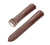 PNESHGTT Compatible avec le remplacement du bracelet ballon bleu Cartier for hommes et femmes, en cuir de vache à grain litchi, accessoire marron convexe souple(Dark Brown Rose,14x8mm)