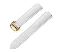 PNESHGTT Compatible avec le remplacement du bracelet ballon bleu Cartier for hommes et femmes, en cuir de vache à grain litchi, accessoire marron convexe souple(White gold buckle,22x14mm)