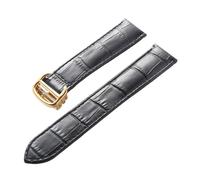 PNESHGTT Compatible avec le remplacement du bracelet de montre en cuir Cartier London Solo Key, accessoires à boucle pliante for hommes et femmes(Black gold buckle,13mm)