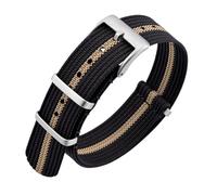 PNESHGTT Compatible avec les bracelets de montre de 16 mm, 18 mm, 19 mm, 20 mm, 22 mm, 24 mm, bracelets de montre monoblocs respirants, bracelet réglable à boucle robuste(Black-khaki,22mm)