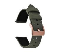 PNESHGTT Compatible avec les bracelets de montre unisexes en cuir et PVC imperméables à dégagement rapide (18 mm, 20, 22 mm)(Green-Rose Gold,20mm)