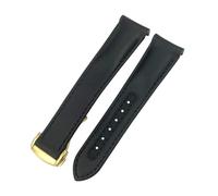 PNESHGTT Compatible avec les bracelets en cuir incurvés de 19 mm, 20 mm et 21 mm, compatible avec les bracelets Omega Seamaster 300 AQUA TERRA AT150 Super King(Black gold,20mm,With Buckle)