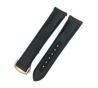PNESHGTT Compatible avec les bracelets en cuir incurvés de 19 mm, 20 mm et 21 mm, compatible avec les bracelets Omega Seamaster 300 AQUA TERRA AT150 Super King(Black rose gold,19mm,With Buckle)