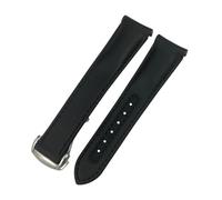 PNESHGTT Compatible avec les bracelets en cuir incurvés de 19 mm, 20 mm et 21 mm, compatible avec les bracelets Omega Seamaster 300 AQUA TERRA AT150 Super King(Black silver,19mm,With Buckle)