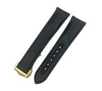PNESHGTT Compatible avec les bracelets en cuir incurvés de 19 mm, 20 mm et 21 mm, compatible avec les bracelets Omega Seamaster 300 AQUA TERRA AT150 Super King(Black gold 1,20mm,With Buckle)