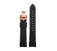 PNESHGTT Compatible avec les extrémités incurvées de 20 à 22 mm, compatible avec le bracelet en cuir Rolex Daytona noir/vert/eau/Ghost Yacht GMT à boucle papillon for homme(B-Black Rose gold,20mm)