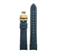 PNESHGTT Compatible avec les extrémités incurvées de 20 à 22 mm, compatible avec le bracelet en cuir Rolex Daytona noir/vert/eau/Ghost Yacht GMT à boucle papillon for homme(B-Blue Gold,22mm)
