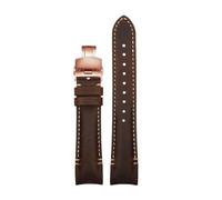 PNESHGTT Compatible avec les extrémités incurvées de 20 à 22 mm, compatible avec le bracelet en cuir Rolex Daytona noir/vert/eau/Ghost Yacht GMT à boucle papillon for homme(B-Brown Rose gold,22mm)