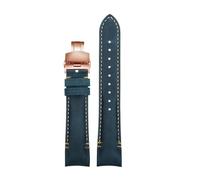 PNESHGTT Compatible avec les extrémités incurvées de 20 à 22 mm, compatible avec le bracelet en cuir Rolex Daytona noir/vert/eau/Ghost Yacht GMT à boucle papillon for homme(B-Blue Rose gold,22mm)