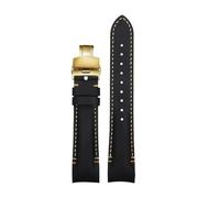 PNESHGTT Compatible avec les extrémités incurvées de 20 à 22 mm, compatible avec le bracelet en cuir Rolex Daytona noir/vert/eau/Ghost Yacht GMT à boucle papillon for homme(B-Black Gold,20mm)
