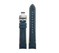 PNESHGTT Compatible avec les extrémités incurvées de 20 à 22 mm, compatible avec le bracelet en cuir Rolex Daytona noir/vert/eau/Ghost Yacht GMT à boucle papillon for homme(B-Blue Silver,22mm)