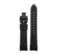 PNESHGTT Compatible avec les extrémités incurvées de 20 à 22 mm, compatible avec le bracelet en cuir Rolex Daytona noir/vert/eau/Ghost Yacht GMT à boucle papillon for homme(B-Black Black,22mm)