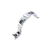 PNESHGTT Lien de chaîne à extrémité incurvée solide 22mm, jubilé en acier argenté 316L, bracelet Oyster Double boucle pression Compatible avec Seiko Nh35 Skx007(Oyster)