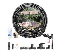 Pneterg 8/10/15/18M Tuyau Brumisateur Terrasse, Kit de Refroidissement Terrasse avec Buses en Laiton, D'Irrigation Système de Brumisateur Extérieur - pour Jardin Parasols Piscine (10M)