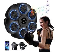 Pneterg Boxe Mural Musique, Machine De Boxe Musicale Adulte, Music Boxing Machine, Machine Boxe Musicale Adulte, Boxing Training Mural pour EntraîNement (C-Noir : Gants Demi-Doigts)