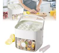 Pneterg Machine à glaçons à Pression, Bac à Glaçons avec Couvercle et récipient pour Fabriquer 48 Glaçons, Ice Cube Tray avec Poignée à Dégagement Papide, pour Glace Cocktails et Jus (Blanc)