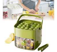 Pneterg Machine à glaçons à Pression, Bac à Glaçons avec Couvercle et récipient pour Fabriquer 48 Glaçons, Ice Cube Tray avec Poignée à Dégagement Papide, pour Glace Cocktails et Jus (Vert)
