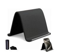 Pneterg Support Téléphone Portable Pliable - Support Silicone Antidérapant, Réglable, Compact et Léger - pour Bureau, Cuisine, Voyage - Mains Libres pour Vidéo, Appel, Cuisine (Noir)