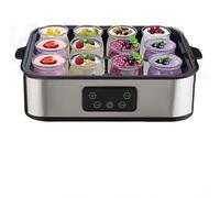 Pneterg Yaourtière 12 pots en verre, Capacité 2200ml Machine à Yaourt Maison, Yaourtière Fromagère en Acier Inoxydable, Thermostat Réglable et Minuterie 48h - Pour des desserts maison sains