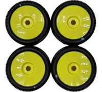 Pneu 6mik MAGMA sur jante jaune gomme BLEU- Montés et collés - Buggy TT RC 1/8 - voiture radiocommandée - Compétitions - Lot de 4 pneus