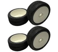 Pneu 6mik RAPID sur jante blanche ULTRA gomme 15/25 - Montés et collés - Buggy TT RC 1/8 - voiture radiocommandée - Compétitions - Lot de 4 pneus