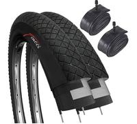 Pneu BMX 20 Pouces - Set Pneus 20 x 1.95 Pouces avec Chambre à Air 20 Schrader Pneu 53-406 pour Velo BMX